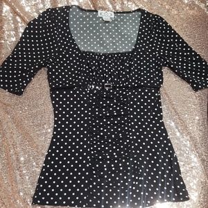 💎 2 for $15 Black and white polka dots blouse